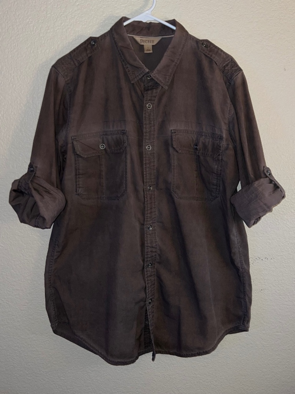 Decree Men Brown Long Sleeve Button Down Shirt